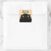 Schwarze Katze Quadratischer Aufkleber (Tasche)