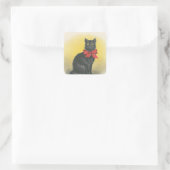 Schwarze Katze Quadratischer Aufkleber (Tasche)