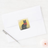 Schwarze Katze Quadratischer Aufkleber (Umschlag)