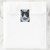 Schwarze Katze Quadratischer Aufkleber (Tasche)