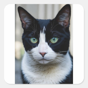 Schwarze Katze Quadratischer Aufkleber