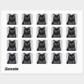 Schwarze Katze Quadratischer Aufkleber (Blatt)