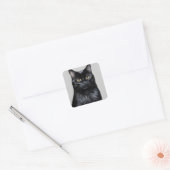 Schwarze Katze Quadratischer Aufkleber (Umschlag)