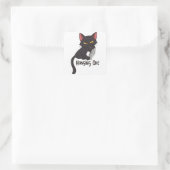 Schwarze Katze Quadratischer Aufkleber (Tasche)