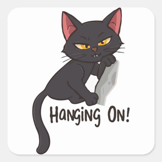 Schwarze Katze Quadratischer Aufkleber (Vorderseite)