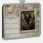 Schwarze Katze Rahmen-Ornament Silber (Rechts)