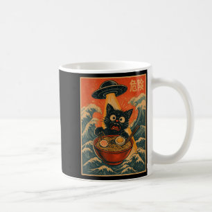 Schwarze Katze Ramen Alien Ufo Lustig Japanisch Ka Kaffeetasse