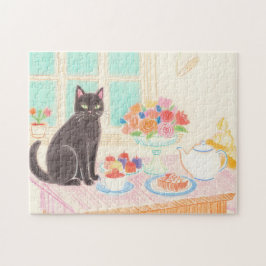 Schwarze-Katze-Rätsel zur Teezeit – gemütliche Win Puzzle