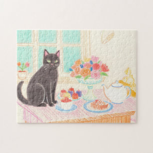 Schwarze-Katze-Rätsel zur Teezeit – gemütliche Win Puzzle