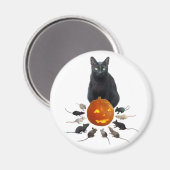 Schwarze Katze, Ratten und Jack-o-Lantern Magnet (Vorderseite/Rückseite)