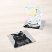Schwarze Katze Rechteckiger Pappuntersetzer (Vor Ort)