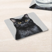 Schwarze Katze Rechteckiger Pappuntersetzer (angewinkelt)