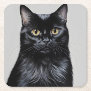Schwarze Katze Rechteckiger Pappuntersetzer