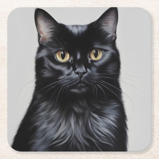 Schwarze Katze Rechteckiger Pappuntersetzer (Vorderseite)