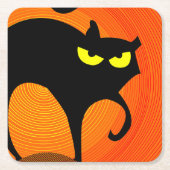 Schwarze Katze Rechteckiger Pappuntersetzer (Vorderseite)