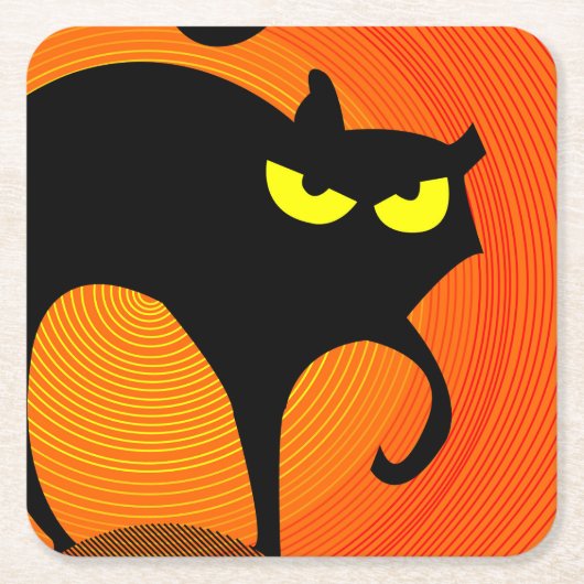 Schwarze Katze Rechteckiger Pappuntersetzer (Vorderseite)