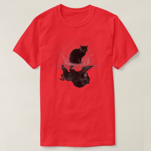 Schwarze Katze Reflection Funny Cat Lover Cat Mama T-Shirt (Design vorne)