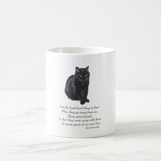 Schwarze Katze Regenbogenbrücke Kaffeetasse (Mittel)