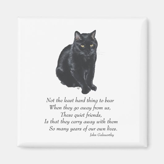 Schwarze Katze Regenbogenbrücke Magnet (Vorne)