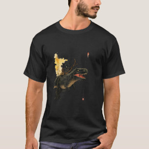 Schwarze Katze Reitet Auf Einem Dinosaurier Und Sc T-Shirt