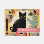Schwarze Katze Retro-Collage Fußmatte (Vorderseite)
