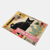 Schwarze Katze Retro-Collage Fußmatte (Schrägansicht)