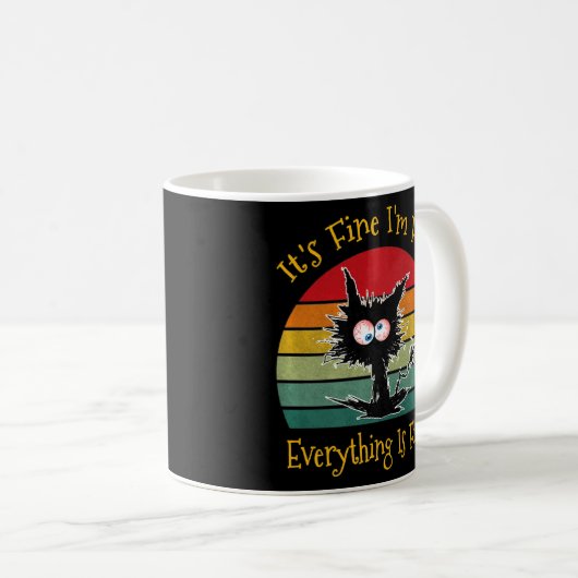 Schwarze Katze Retro Es ist gut, ich bin gut alles Kaffeetasse (VorderseiteRechts)