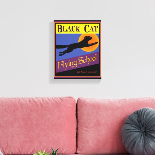 Schwarze Katze Retro Halloween Wrapped Canvas Leinwanddruck (Insitu (Wohnzimmer))
