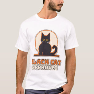Schwarze Katze Retro-Mond Halloween-Katze T-Shirt