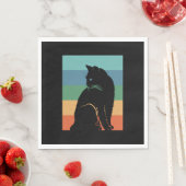 Schwarze Katze Retro Vintage Serviette (Beispiel)