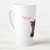 Schwarze Katze rosa Schleife Milchtasse (Linke Ecke)