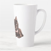 Schwarze Katze rosa Schleife Milchtasse (Rechts)