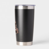 Schwarze Katze rosa Schleife Thermobecher (Links)
