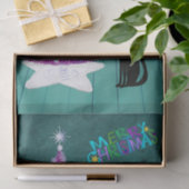 Schwarze Katze Rosa Silberbaum Farbenfrohe Weihnac Seidenpapier (Geschenk)