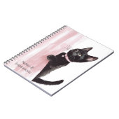 Schwarze Katze rosa Vorhang Notizblock (Linke Seite)