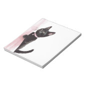 Schwarze Katze Rosa Vorhang Notizblock (Rotiert)