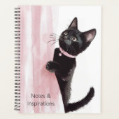 Schwarze Katze Rosa Vorhang Planer (Vorderseite)