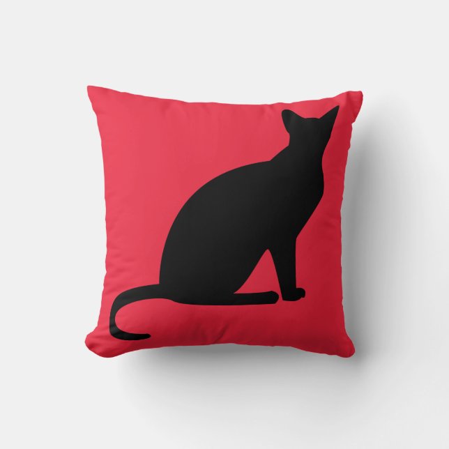 SCHWARZE KATZE ROTE PILLOWS KISSEN (Vorderseite)