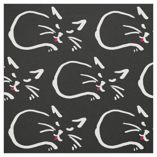 Schwarze Katze, rote Zunge Stoff (Muster)