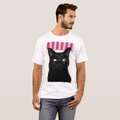 Schwarze Katze/rotes weißes Blau T-Shirt (Vorne ganz)