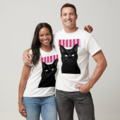 Schwarze Katze/rotes weißes Blau T-Shirt (Unisex)