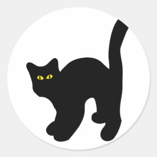 Schwarze Katze rückwärts Runder Aufkleber