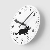 Schwarze Katze Runde Wanduhr (Winkel)