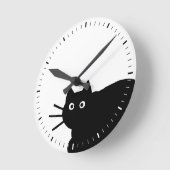 Schwarze Katze Runde Wanduhr (Winkel)