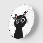 schwarze Katze Runde Wanduhr (Winkel)