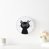 schwarze Katze Runde Wanduhr (Zuhause)