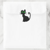 Schwarze Katze Runder Aufkleber (Tasche)
