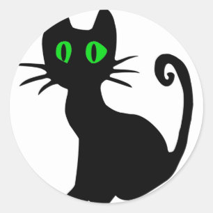Schwarze Katze Runder Aufkleber