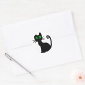 Schwarze Katze Runder Aufkleber (Umschlag)