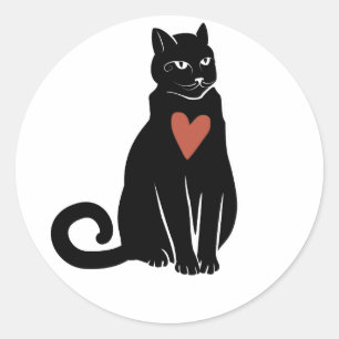 Schwarze Katze Runder Aufkleber